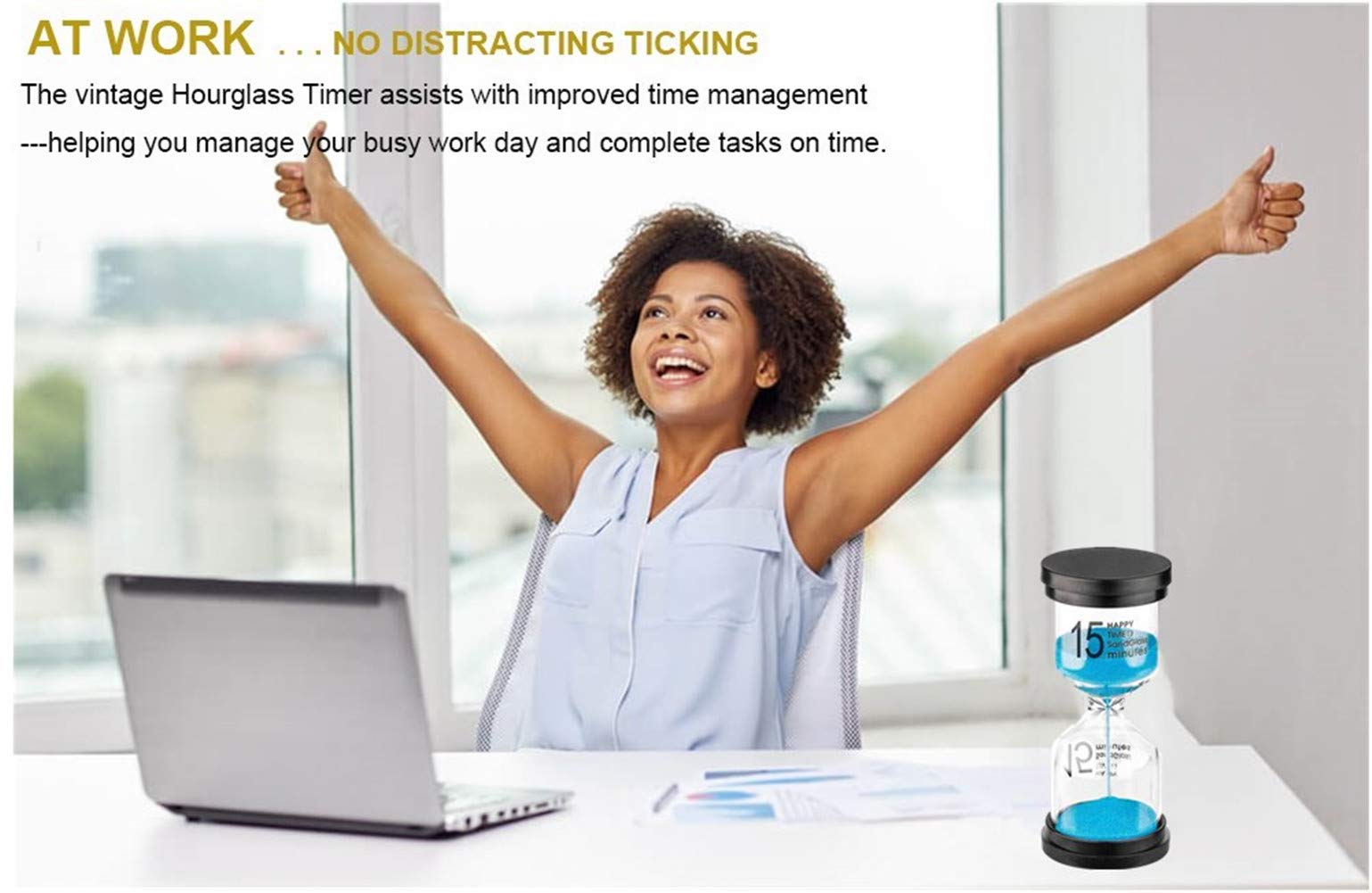 15 Minute Sand Hourglass Timer: Plastic Sand Clock 15 Minutes, Large Blue Sand Watch 15 Min, Hour Glass Colorful Sandglass Timer